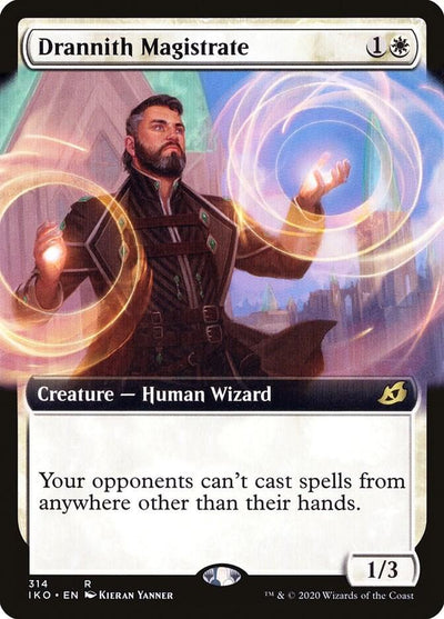 Magic Drannith Magistrate #314 Ikoria: Lair of Behemoths Extended Art Non-Foil Near Mint English Trading Card — catalog front, TCGplayer SKU 4374263