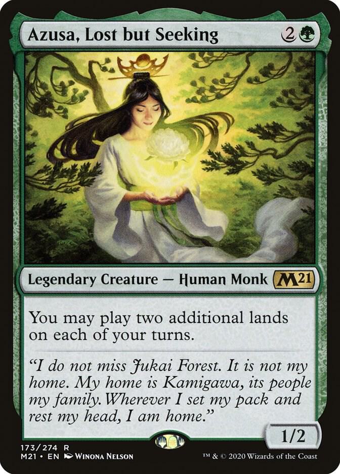 Magic Azusa, Lost but Seeking #173 Core Set 2021 Rare Non-Foil Near Mint English Trading Card — catalog front, TCGplayer SKU 4436385