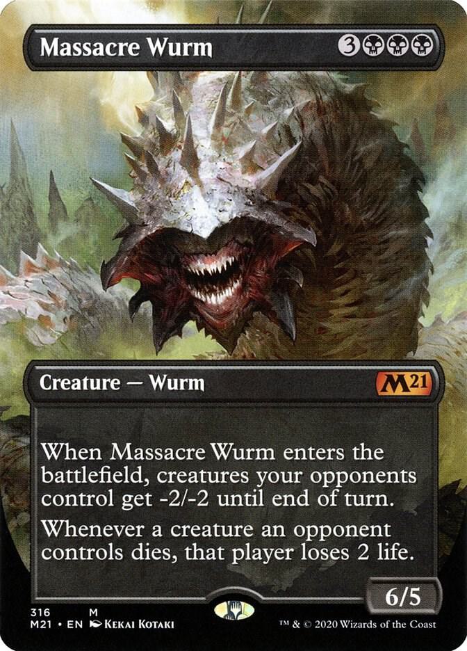 Magic Massacre Wurm #316 Core Set 2021 Alternate Art Foil Near Mint English Trading Card — catalog front, TCGplayer SKU 4446407