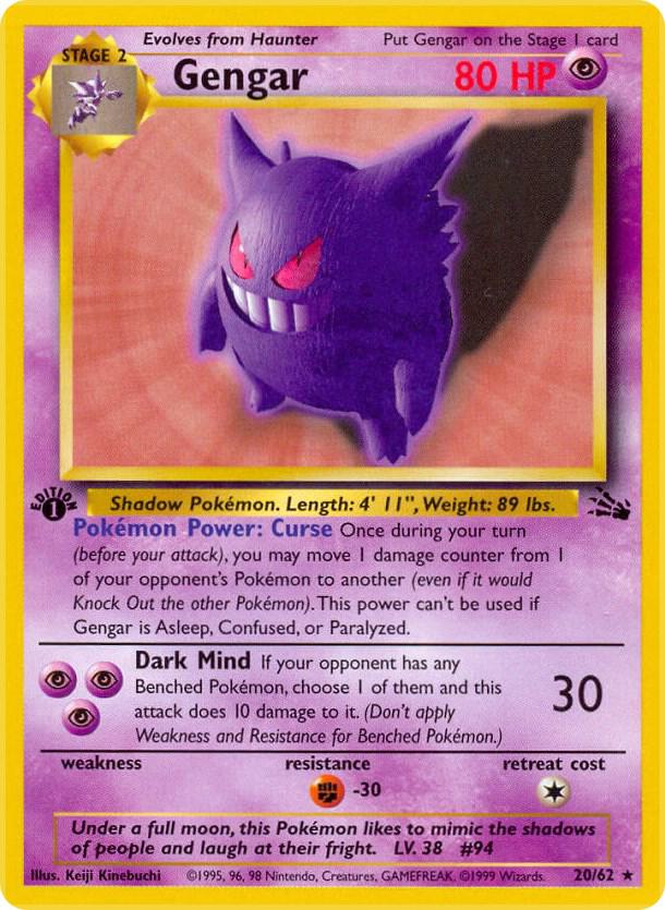 Pokémon Gengar #20/62 Fossil 20 Non-Foil Lightly Played Unlimited Trading Card