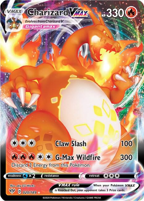 Pokémon Charizard VMAX #020/189 SWSH03: Darkness Ablaze Ultra Rare Holofoil Near Mint English Trading Card — catalog front, TCGplayer SKU 4515310
