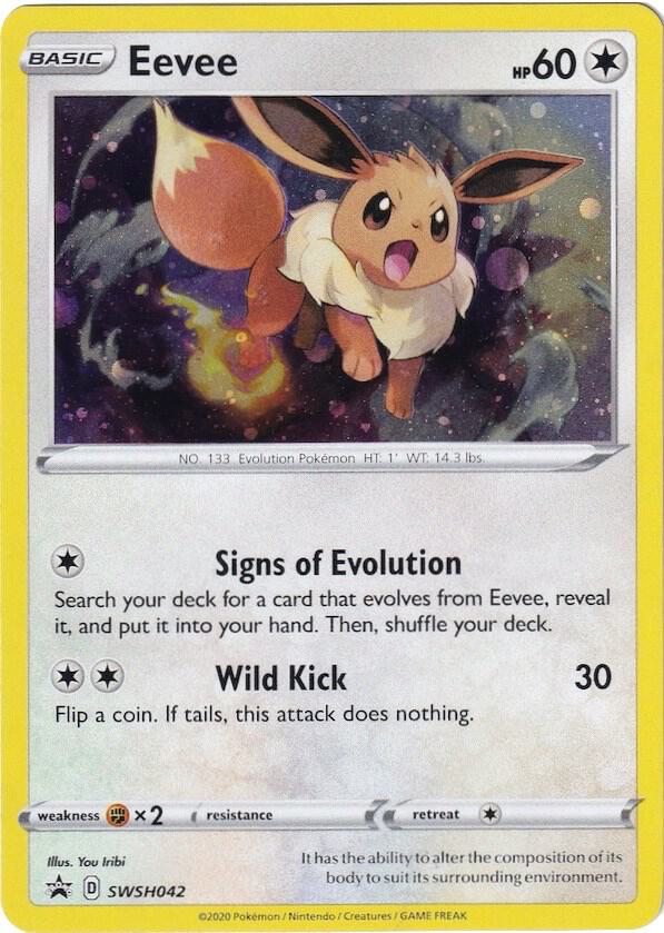Pokémon Eevee #SWSH042 Sword & Shield Promo Cards Promo Holofoil Near Mint English Trading Card — catalog front, TCGplayer SKU 4529704