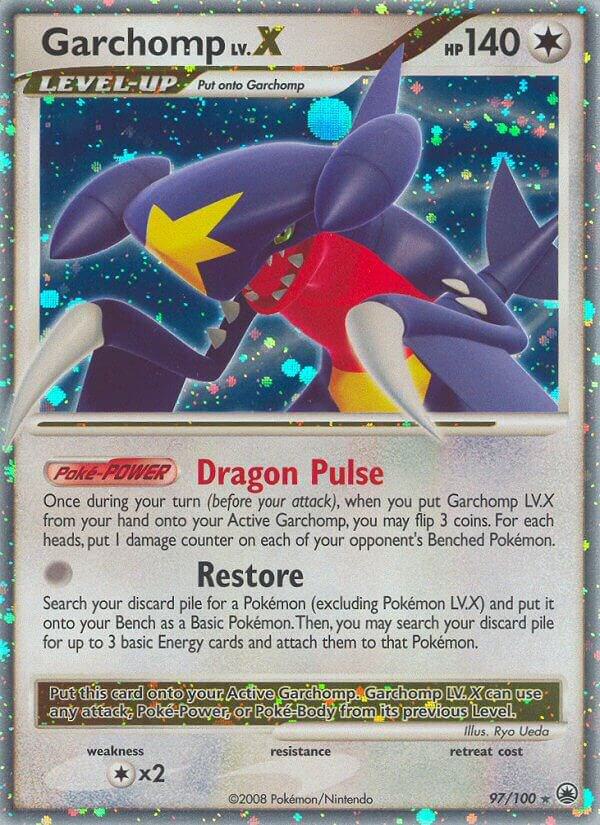 Pokémon Garchomp LV.X #97/100 Majestic Dawn Ultra Rare Holofoil Damaged Trading Card