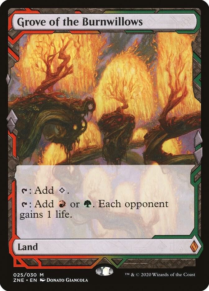 Magic Grove of the Burnwillows #25 Zendikar Rising Expeditions Mythic Rare Foil Near Mint English Trading Card — catalog front, TCGplayer SKU 4558934