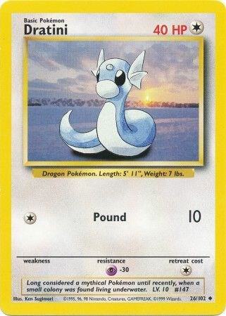 Pokémon Dratini #026/102 Base Set Uncommon Non-Foil Near Mint English Trading Card — catalog front, TCGplayer SKU 463909