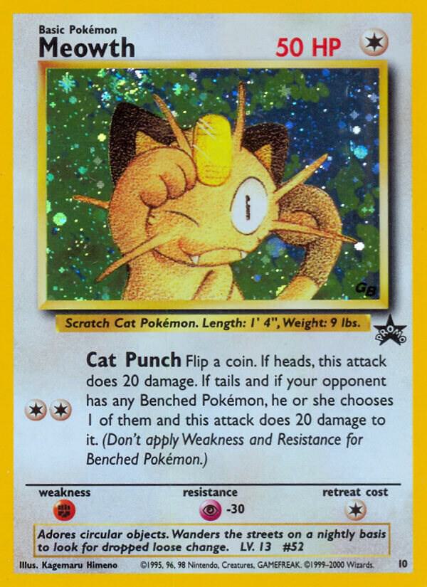 Pokémon Meowth #10/53 WoTC Promo Promo Holofoil Lightly Played Trading Card