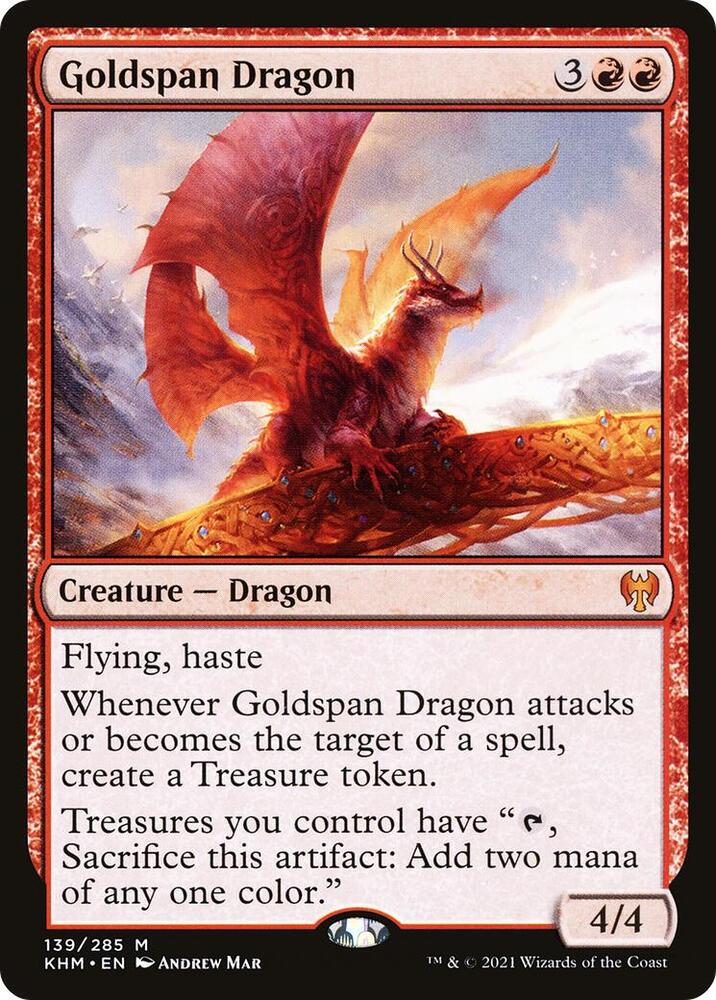 Magic Goldspan Dragon #139 Kaldheim Mythic Rare Non-Foil Near Mint English Trading Card — catalog front, TCGplayer SKU 4708658