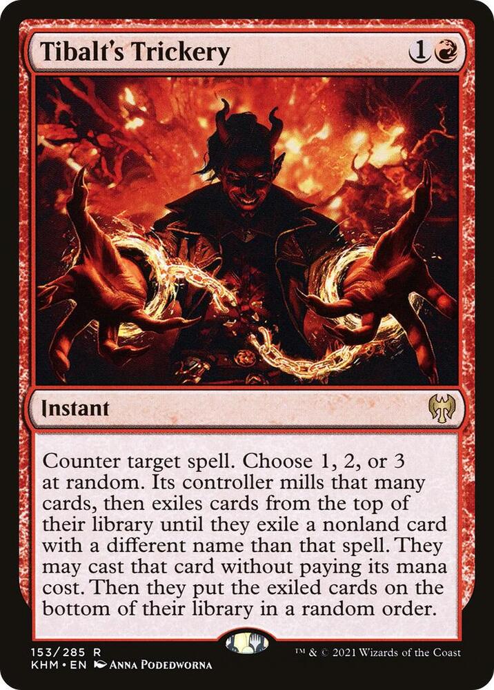 Magic Tibalt's Trickery #153 Kaldheim Rare Non-Foil Near Mint English Trading Card — catalog front, TCGplayer SKU 4713450