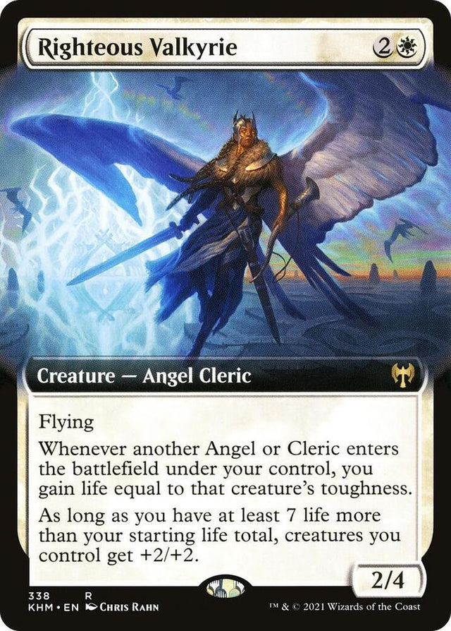 Magic Righteous Valkyrie #338 Kaldheim Extended Art Foil Near Mint English Trading Card — catalog front, TCGplayer SKU 4739073