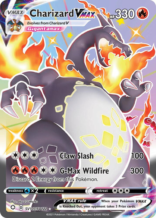 Pokémon Charizard VMAX #SV107/SV122 Shining Fates: Shiny Vault Shiny Holo Rare Holofoil Near Mint English Trading Card — catalog front, TCGplayer SKU 4780100