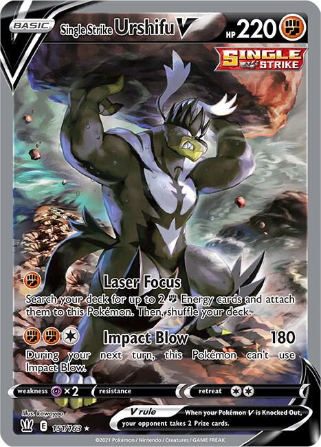 Pokémon Single Strike Urshifu V #151/163 SWSH05: Battle Styles Alternate Full Art Holofoil Near Mint English Trading Card — catalog front, TCGplayer SKU 4816584
