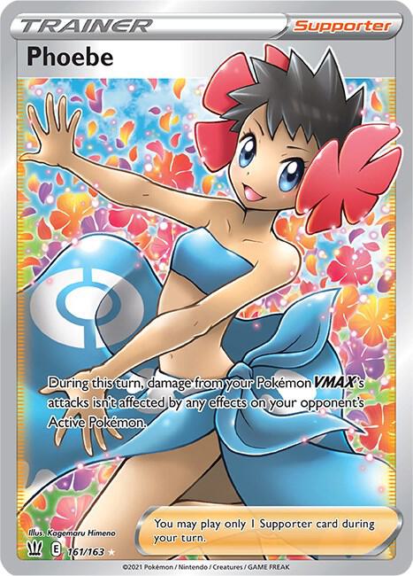 Pokémon Phoebe #161/163 SWSH05: Battle Styles Full Art Holofoil Moderately Played English Trading Card — catalog front, TCGplayer SKU 4817186