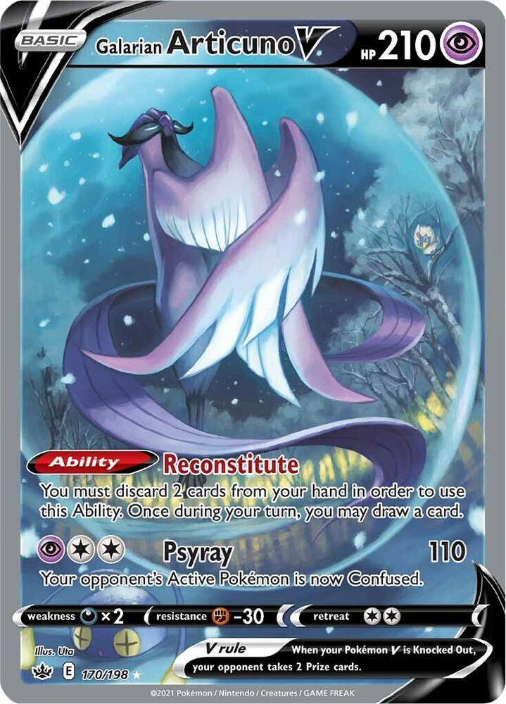 Pokémon Galarian Articuno V #170/198 SWSH06: Chilling Reign Alternate Full Art Holofoil Near Mint Trading Card