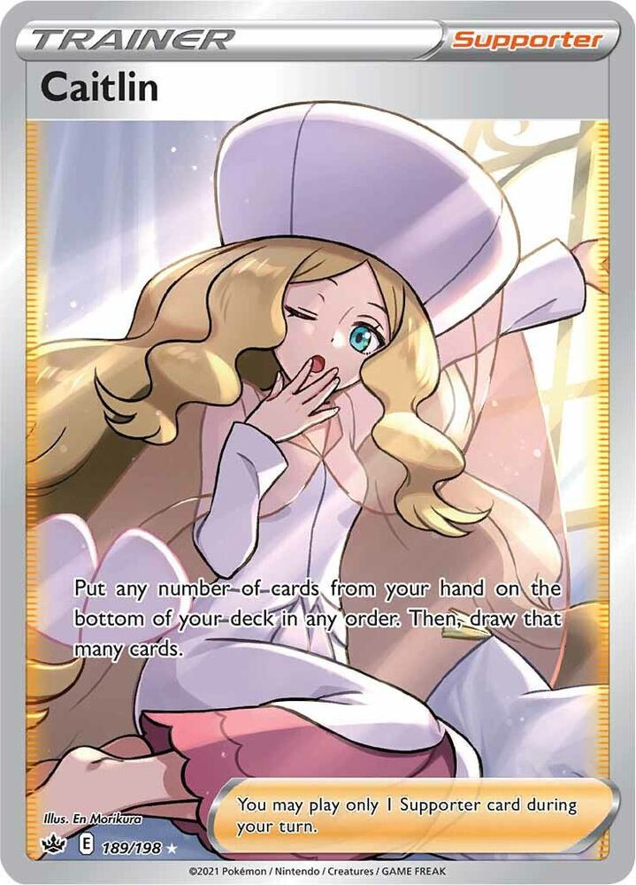 Pokémon Caitlin #189/198 SWSH06: Chilling Reign Full Art Holofoil Near Mint Trading Card