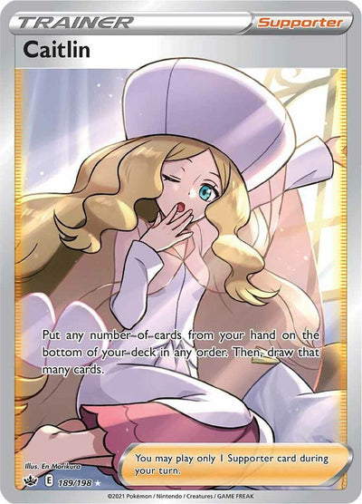 Pokémon Caitlin #189/198 SWSH06: Chilling Reign Full Art Holofoil Near Mint Trading Card