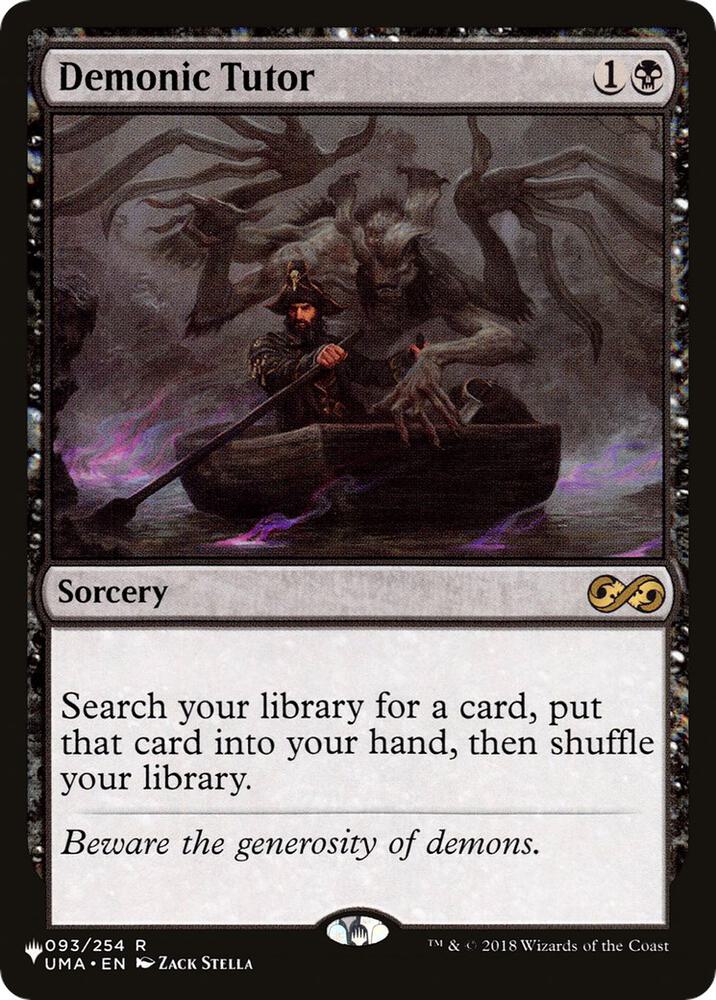 Magic Demonic Tutor #093/254 The List Reprints UMA Non-Foil Near Mint English Trading Card — catalog front, TCGplayer SKU 5119124