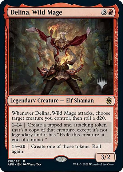 Magic Delina, Wild Mage #138 Promo Pack: Adventures in the Forgotten Realms Rare Non-Foil Near Mint English Trading Card — catalog front, TCGplayer SKU 5121737