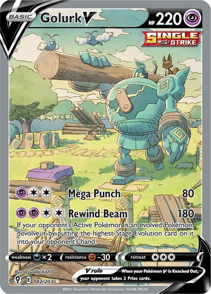 Pokémon Golurk V #182/203 Evolving Skies Alternate Full Art Holofoil Near Mint English Trading Card — catalog front, TCGplayer SKU 5150028