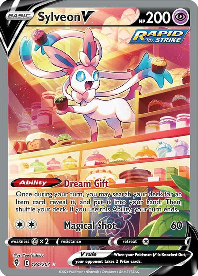 Pokémon Sylveon V #184/203 SWSH07: Evolving Skies Alternate Full Art Holofoil Near Mint Trading Card