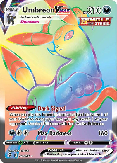 Pokémon Umbreon VMAX #214/203 SWSH07: Evolving Skies Secret Holofoil Near Mint Trading Card