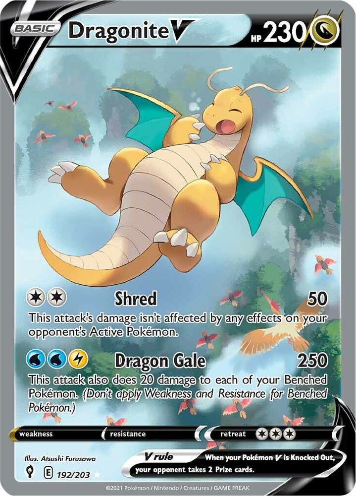 Pokémon Dragonite V #192/203 SWSH07: Evolving Skies Alternate Full Art Holofoil Near Mint Trading Card