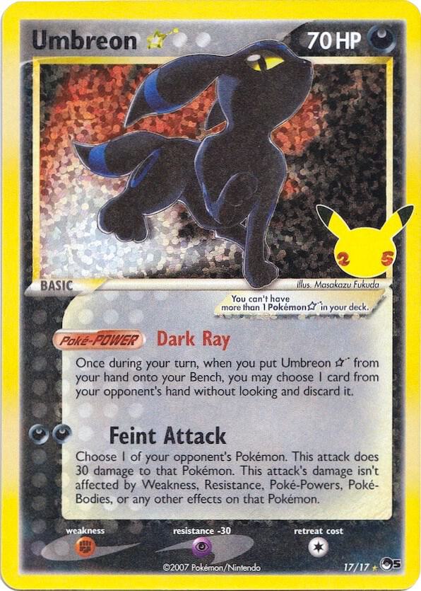 Pokémon Umbreon Star #17/17 Celebrations: Classic Collection Classic Collection Holofoil Near Mint Trading Card