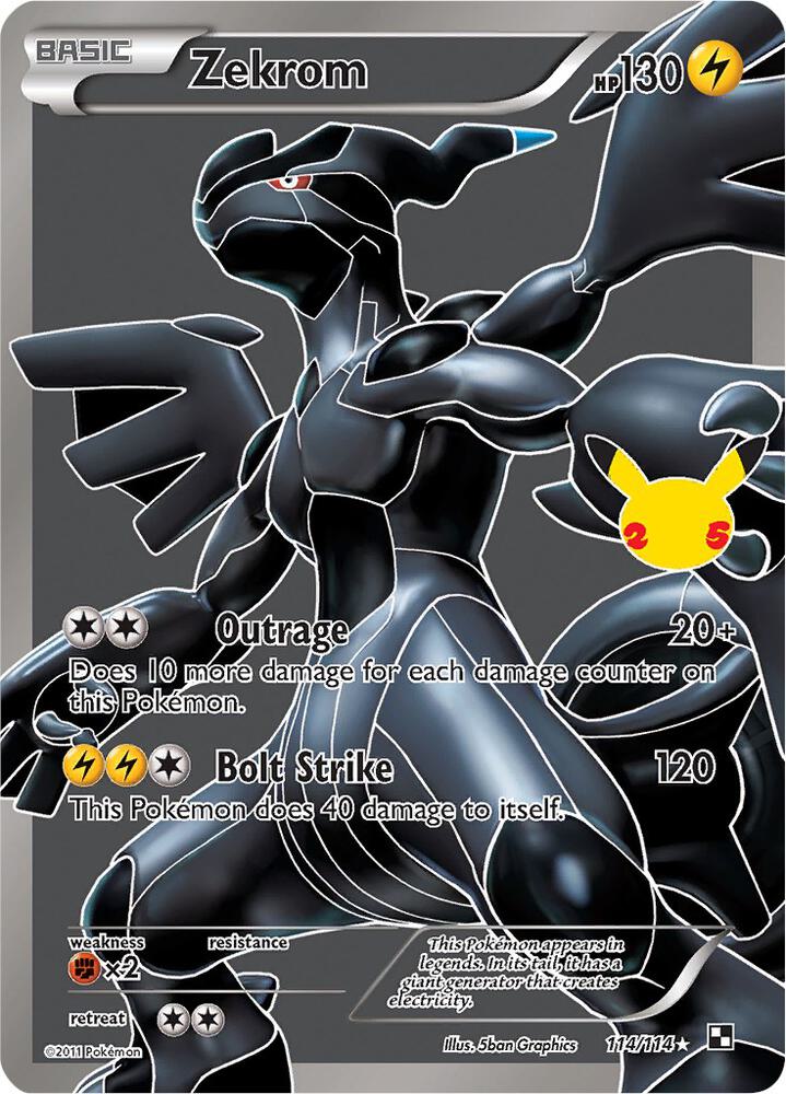Pokémon Zekrom #114/114 Celebrations: Classic Collection Classic Collection Holofoil Near Mint English Trading Card — catalog front, TCGplayer SKU 5236256