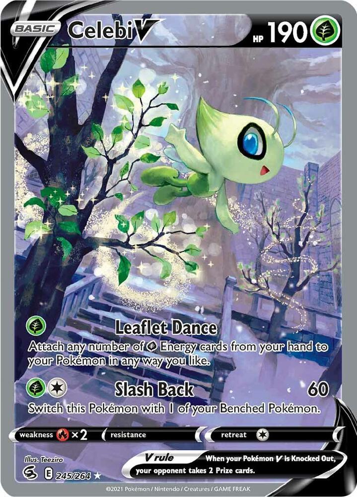 Pokémon Celebi V #245/264 SWSH08: Fusion Strike Alternate Full Art Holofoil Near Mint Trading Card