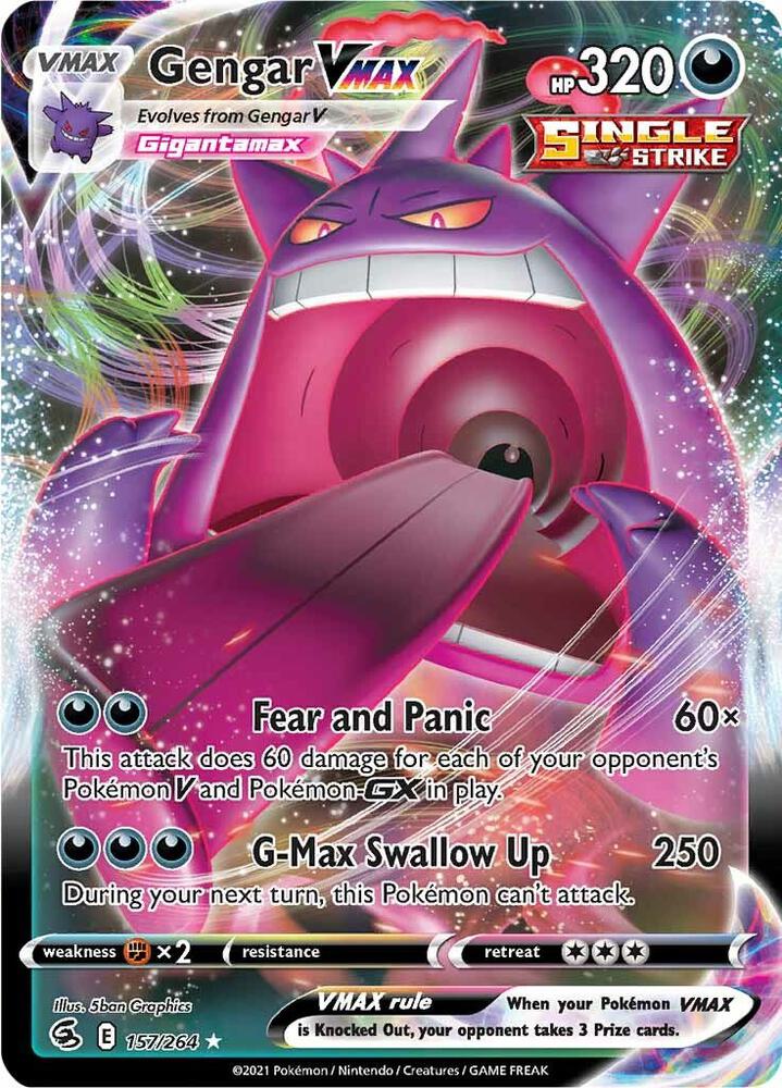 Pokémon Gengar VMAX #157/264 SWSH08: Fusion Strike Ultra Rare Holofoil Near Mint Trading Card