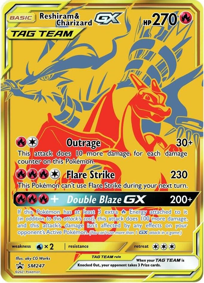 Pokémon Reshiram & Charizard GX #SM247 SM Promos Promo Holofoil Near Mint Trading Card