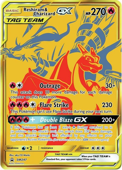 Pokémon Reshiram & Charizard GX #SM247 SM Promos Promo Holofoil Near Mint Trading Card