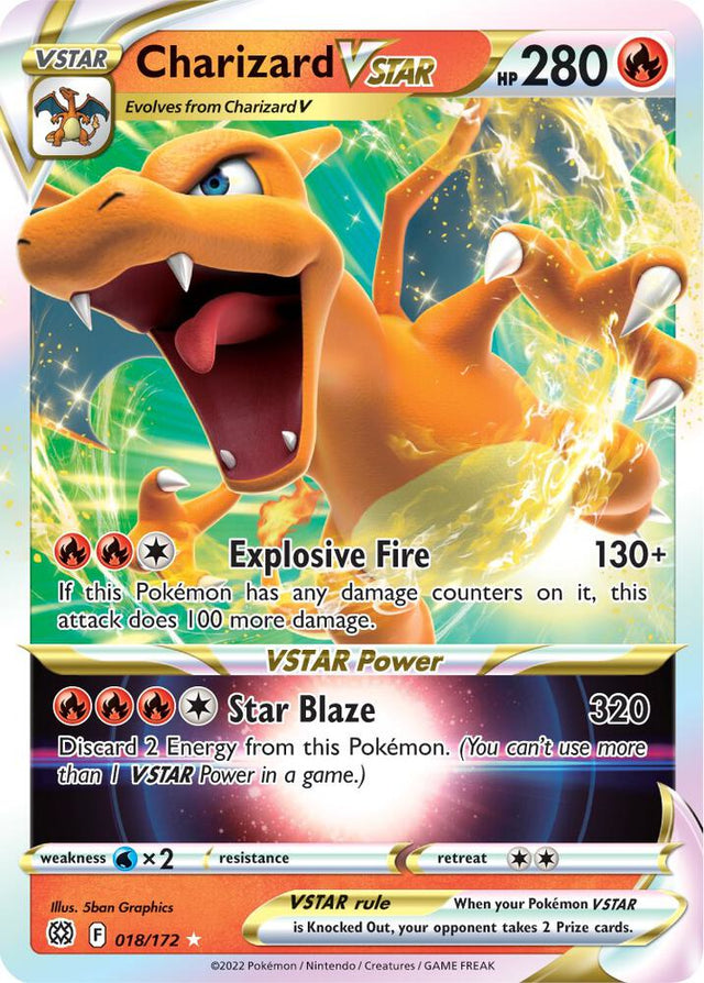 Pokémon Charizard VSTAR #018/172 SWSH09: Brilliant Stars Ultra Rare Holofoil Near Mint English Trading Card — catalog front, TCGplayer SKU 5344941