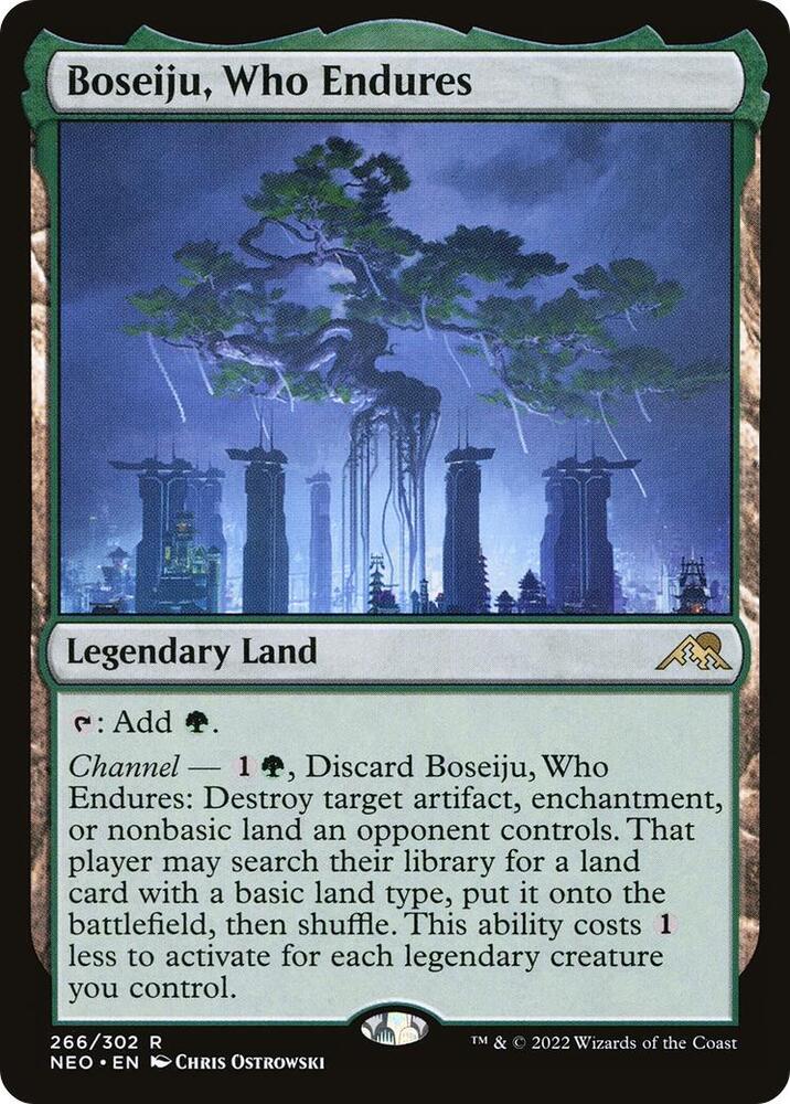 Magic Boseiju, Who Endures #266 Kamigawa: Neon Dynasty Rare Non-Foil Near Mint English Trading Card — catalog front, TCGplayer SKU 5375529