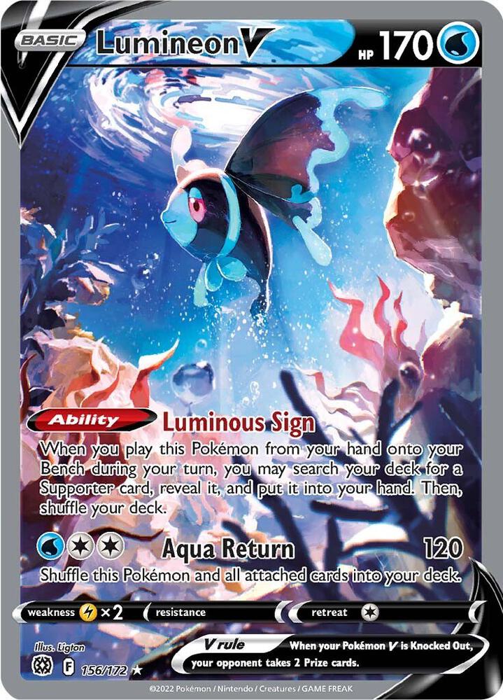 Pokémon Lumineon V #156/172 SWSH09: Brilliant Stars Alternate Full Art Holofoil Near Mint English Trading Card — catalog front, TCGplayer SKU 5450273