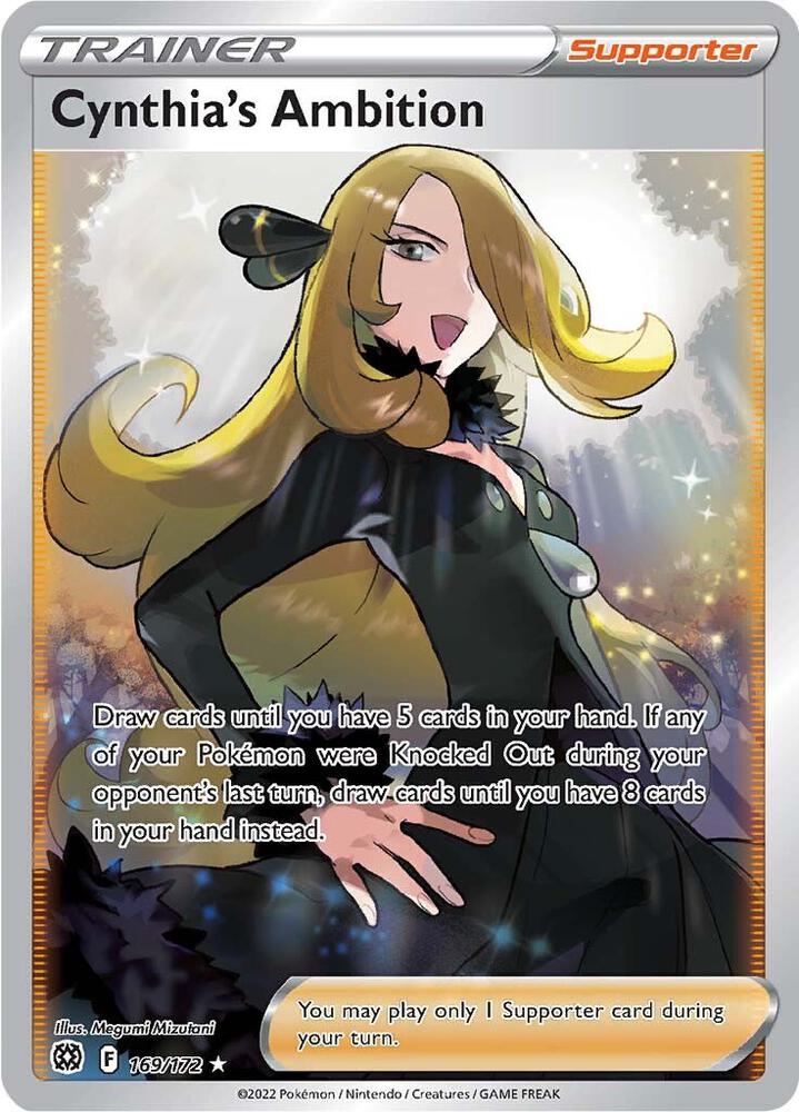 Pokémon Cynthia's Ambition #169/172 Brilliant Stars Full Art Holofoil Near Mint English Trading Card — catalog front, TCGplayer SKU 5450338