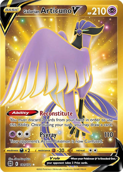 Pokémon Galarian Articuno V #181/172 SWSH09: Brilliant Stars Secret Holofoil Near Mint English Trading Card — catalog front, TCGplayer SKU 5450403
