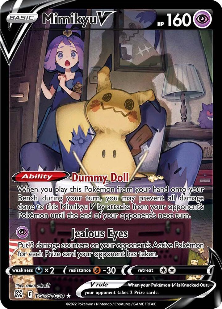 Pokémon Mimikyu V #TG16/TG30 SWSH09: Brilliant Stars Trainer Gallery Ultra Rare Holofoil Near Mint Trading Card
