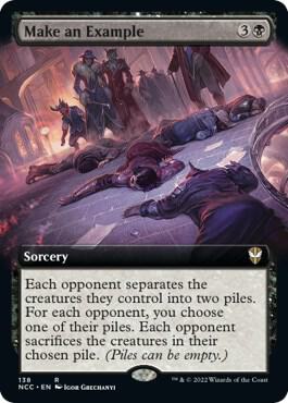 Magic Make an Example #138 Commander: Streets of New Capenna Extended Art Non-Foil Near Mint English Trading Card — catalog front, TCGplayer SKU 5573333