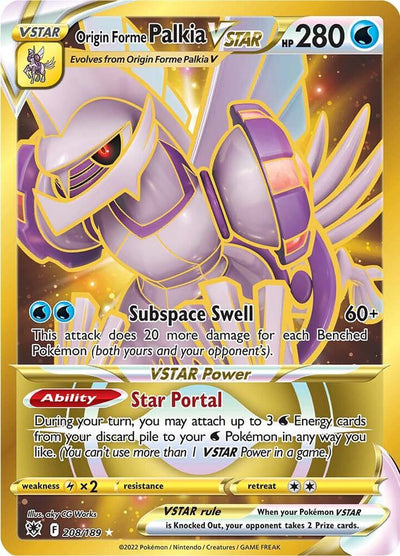 Pokémon Origin Forme Palkia VSTAR (Secret) #208/189 SWSH10: Astral Radiance 208 Holofoil Near Mint English Trading Card — catalog front, TCGplayer SKU 5595431