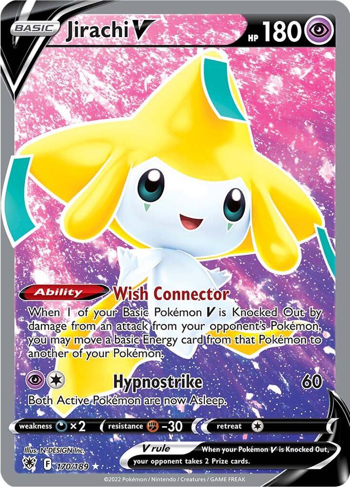 Pokémon Jirachi V #170/189 SWSH10: Astral Radiance Full Art Holofoil Near Mint English Trading Card — catalog front, TCGplayer SKU 5608238
