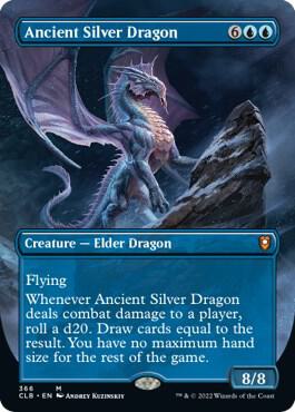 Magic Ancient Silver Dragon #366 Commander Legends: Battle for Baldur's Gate Borderless Foil Near Mint Trading Card