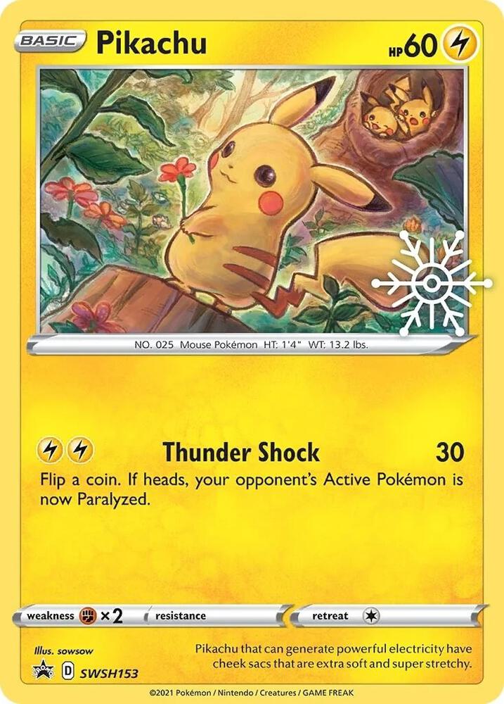 Pokémon Pikachu - SWSH153 #SWSH153 SWSH: Sword & Shield Promo Cards Holiday Calendar Holofoil Near Mint English Trading Card — catalog front, TCGplayer SKU 5766854