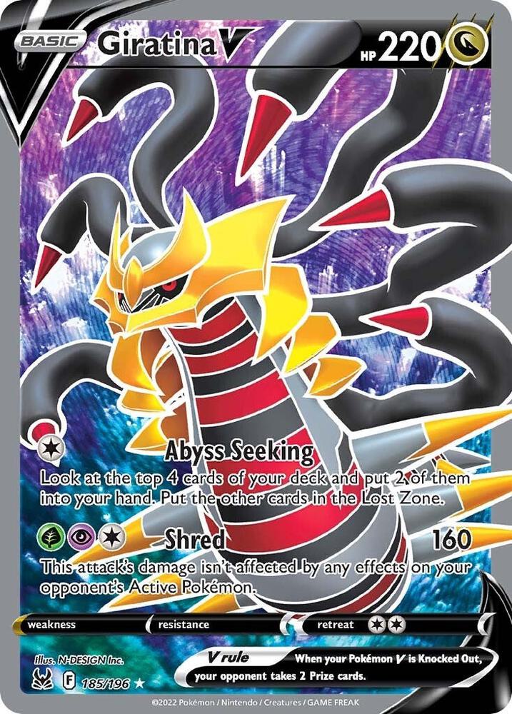 Pokémon Giratina V #185/196 SWSH11: Lost Origin Full Art Holofoil Near Mint English Trading Card — catalog front, TCGplayer SKU 5787292