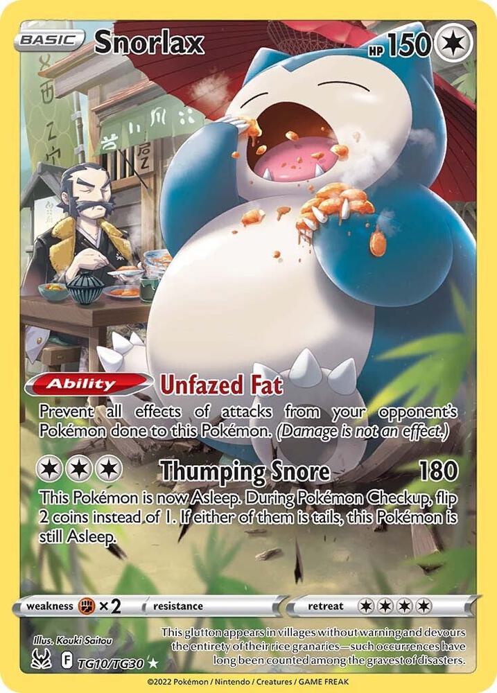Pokémon Snorlax #TG10/TG30 SWSH11: Lost Origin Trainer Gallery Ultra Rare Holofoil Near Mint Trading Card