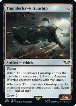 Magic Thunderhawk Gunship #167 Universes Beyond: Warhammer 40,000 Rare Non-Foil Near Mint English Trading Card — catalog front, TCGplayer SKU 5828425