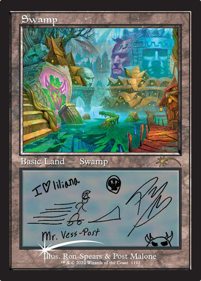 Magic Swamp #1192 Secret Lair Drop Series Post Malone Non-Foil Near Mint English Trading Card — catalog front, TCGplayer SKU 6660437