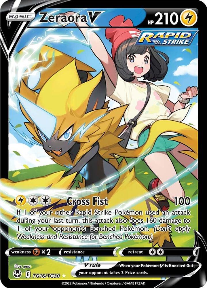 Pokémon Zeraora V #TG16/TG30 Silver Tempest Trainer Gallery Ultra Rare Holofoil Near Mint English Trading Card — catalog front, TCGplayer SKU 6667379