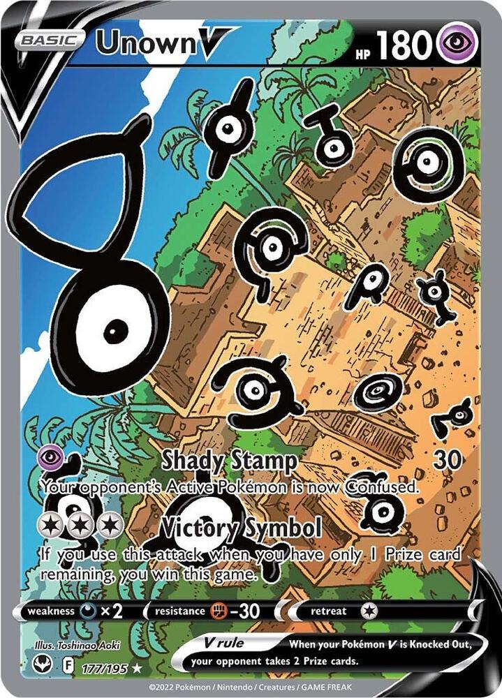 Pokémon Unown V #177/195 SWSH12: Silver Tempest Alternate Full Art Holofoil Near Mint Trading Card