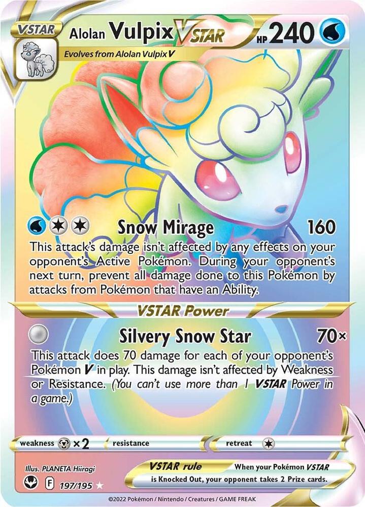 Pokémon Alolan Vulpix VSTAR #197/195 SWSH12: Silver Tempest Secret Holofoil Near Mint Trading Card