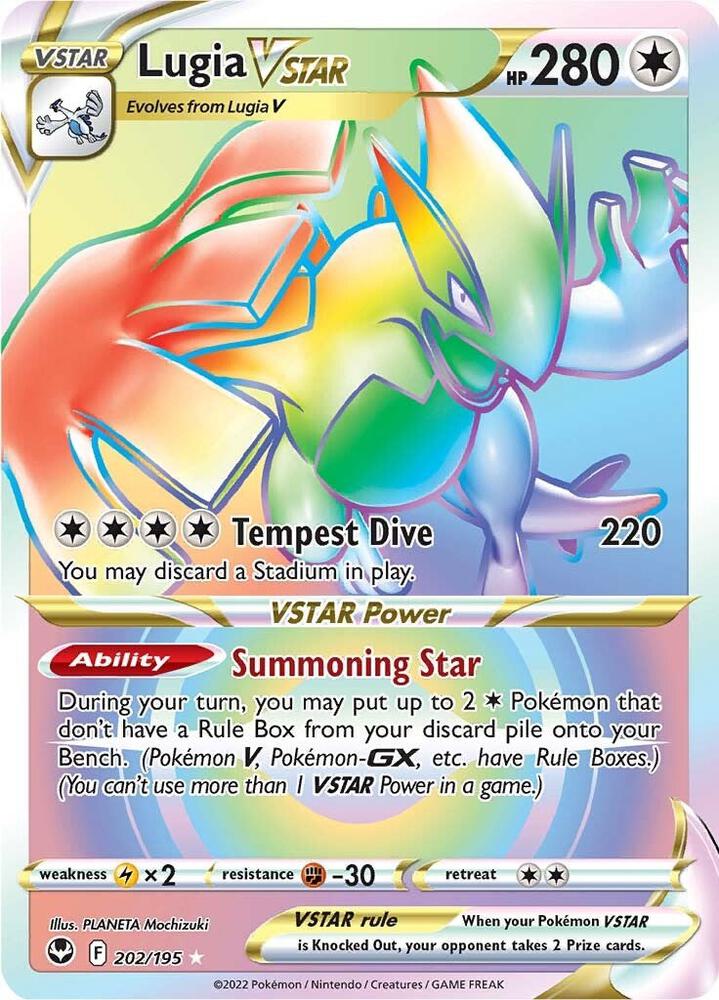 Pokémon Lugia VSTAR (Secret) #202/195 SWSH12: Silver Tempest 202 Holofoil Near Mint Trading Card